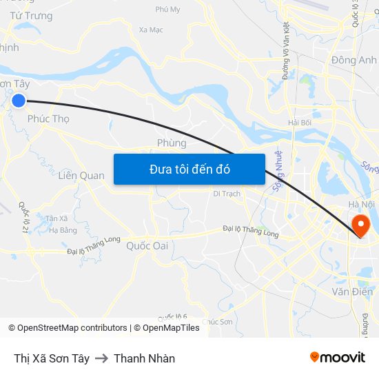 Thị Xã Sơn Tây to Thanh Nhàn map