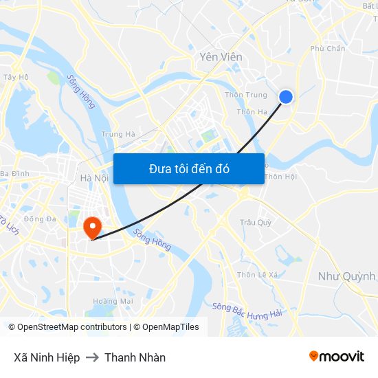 Xã Ninh Hiệp to Thanh Nhàn map