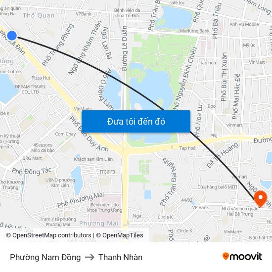 Phường Nam Đồng to Thanh Nhàn map