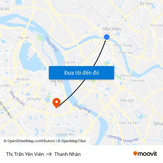 Thị Trấn Yên Viên to Thanh Nhàn map