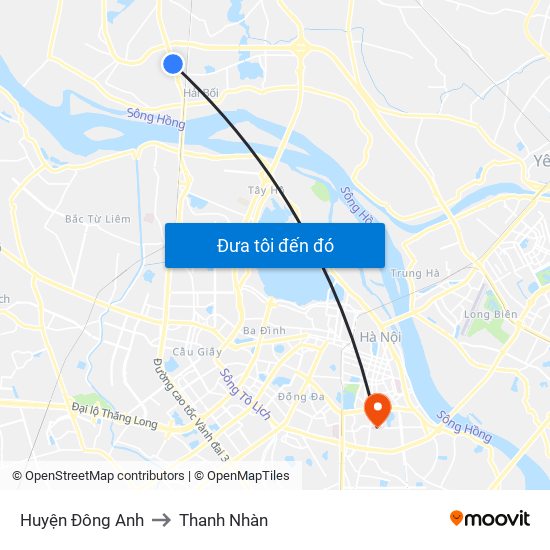 Huyện Đông Anh to Thanh Nhàn map