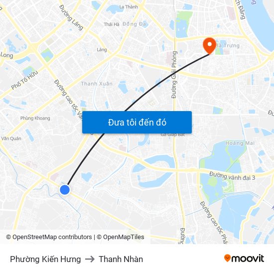 Phường Kiến Hưng to Thanh Nhàn map