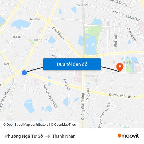 Phường Ngã Tư Sở to Thanh Nhàn map