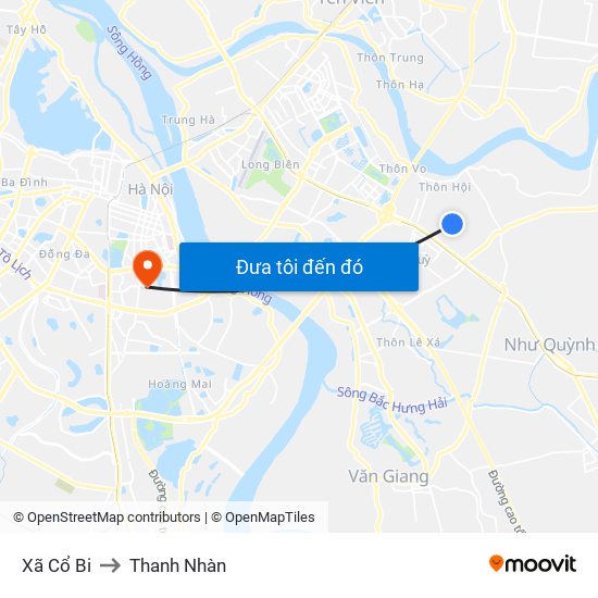 Xã Cổ Bi to Thanh Nhàn map