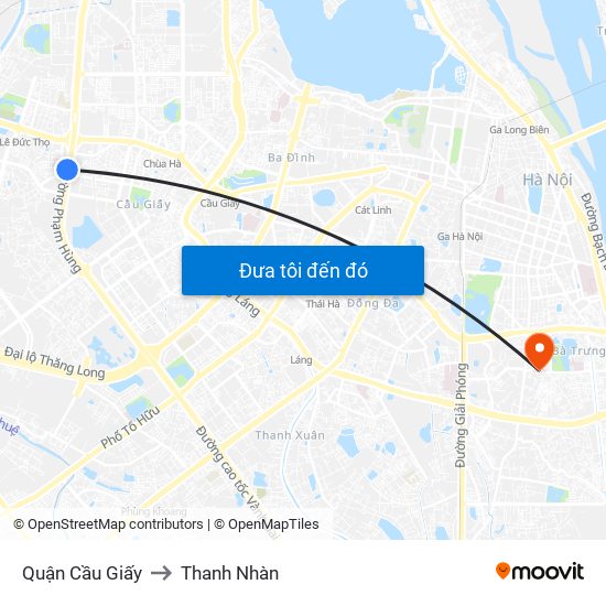 Quận Cầu Giấy to Thanh Nhàn map