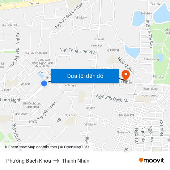 Phường Bách Khoa to Thanh Nhàn map