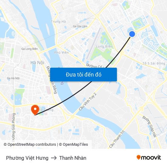 Phường Việt Hưng to Thanh Nhàn map