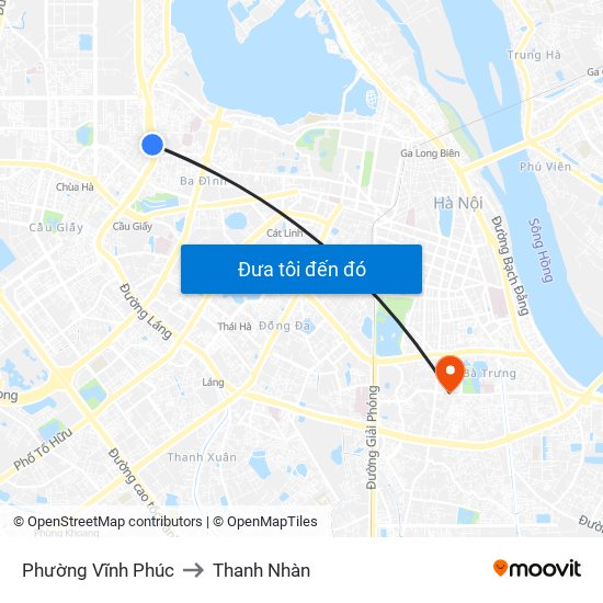 Phường Vĩnh Phúc to Thanh Nhàn map