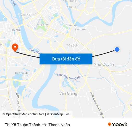 Thị Xã Thuận Thành to Thanh Nhàn map