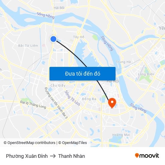 Phường Xuân Đỉnh to Thanh Nhàn map