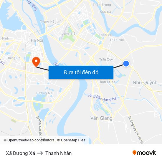 Xã Dương Xá to Thanh Nhàn map