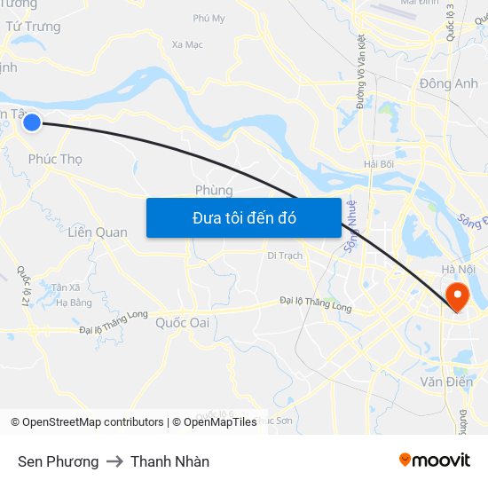 Sen Phương to Thanh Nhàn map