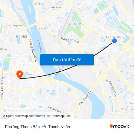 Phường Thạch Bàn to Thanh Nhàn map