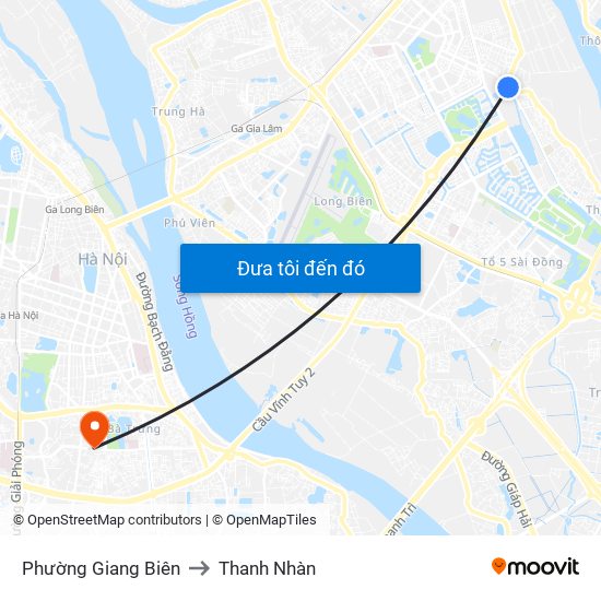 Phường Giang Biên to Thanh Nhàn map