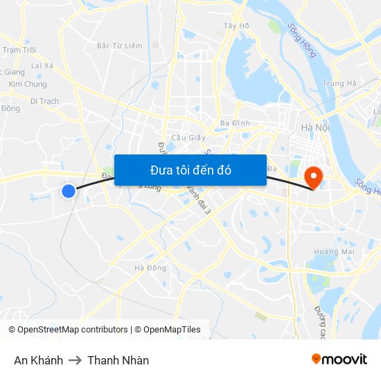 An Khánh to Thanh Nhàn map