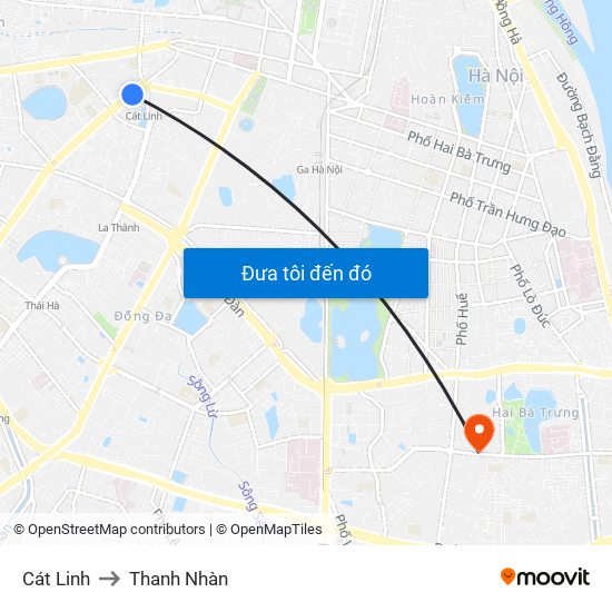 Cát Linh to Thanh Nhàn map