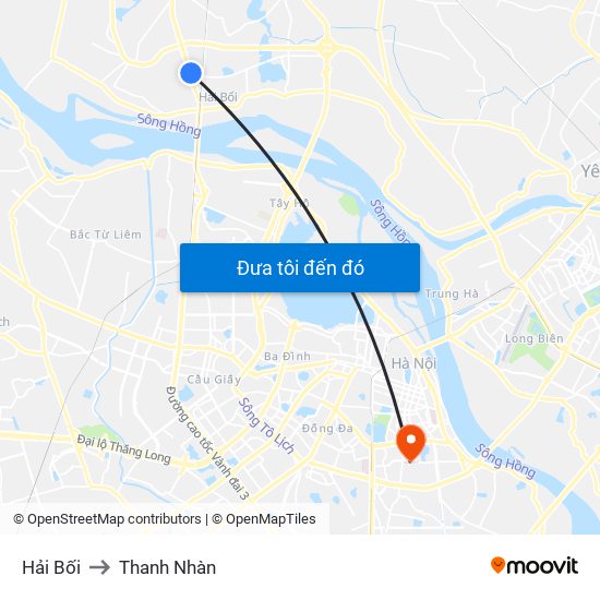 Hải Bối to Thanh Nhàn map