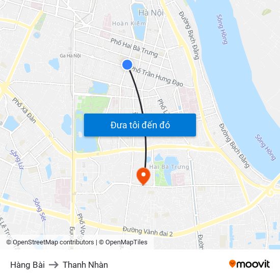 Hàng Bài to Thanh Nhàn map