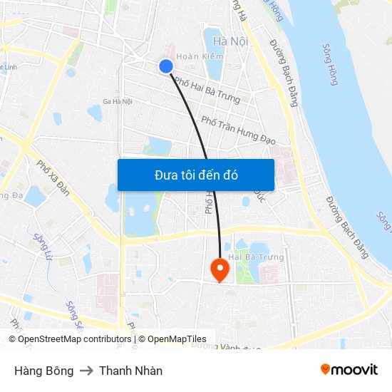 Hàng Bông to Thanh Nhàn map