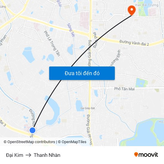 Đại Kim to Thanh Nhàn map