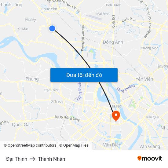 Đại Thịnh to Thanh Nhàn map