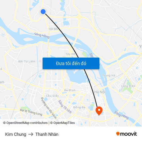 Kim Chung to Thanh Nhàn map