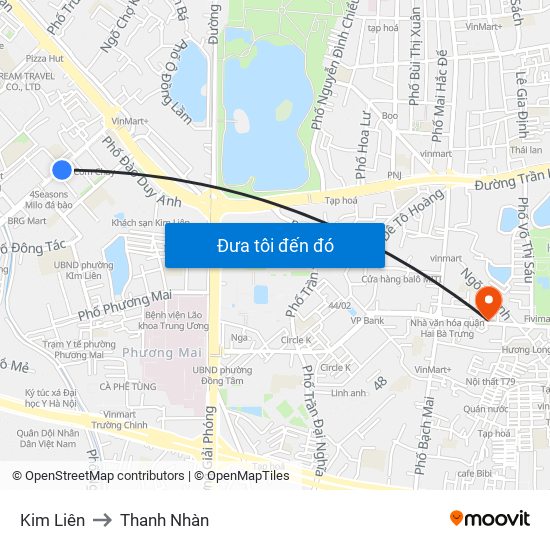 Kim Liên to Thanh Nhàn map