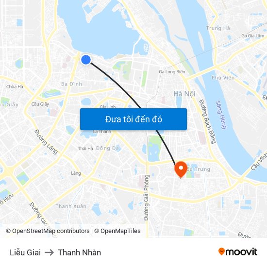 Liễu Giai to Thanh Nhàn map