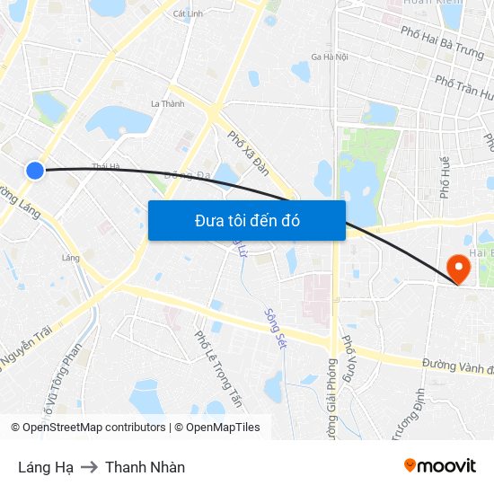 Láng Hạ to Thanh Nhàn map