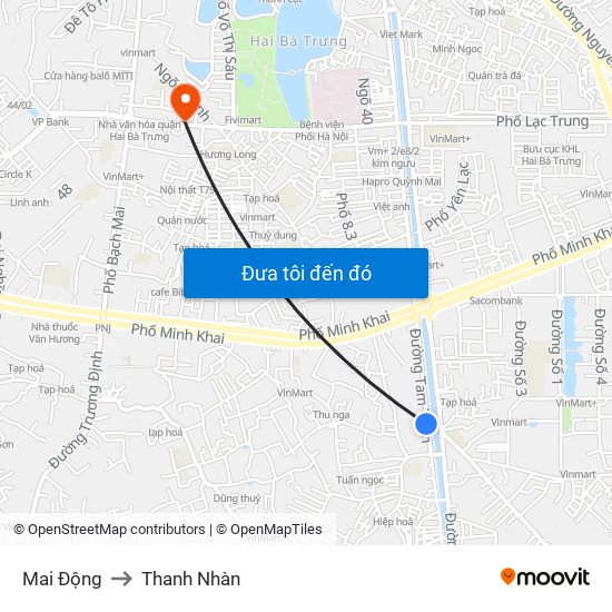 Mai Động to Thanh Nhàn map