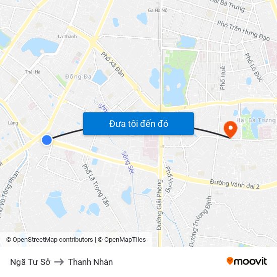 Ngã Tư Sở to Thanh Nhàn map