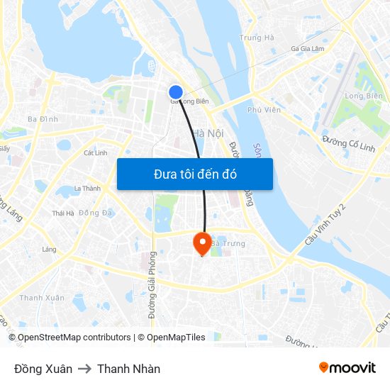 Đồng Xuân to Thanh Nhàn map