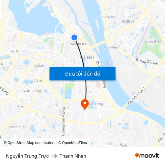 Nguyễn Trung Trực to Thanh Nhàn map