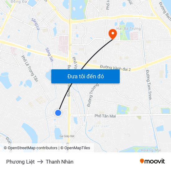 Phương Liệt to Thanh Nhàn map
