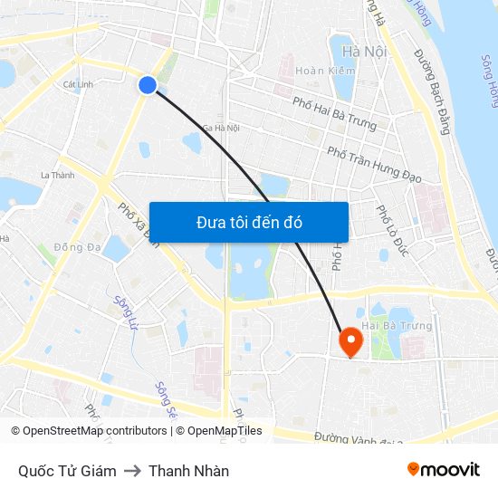 Quốc Tử Giám to Thanh Nhàn map