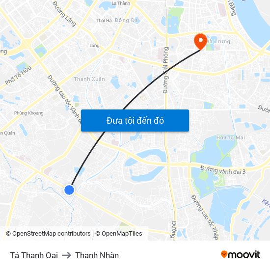 Tả Thanh Oai to Thanh Nhàn map