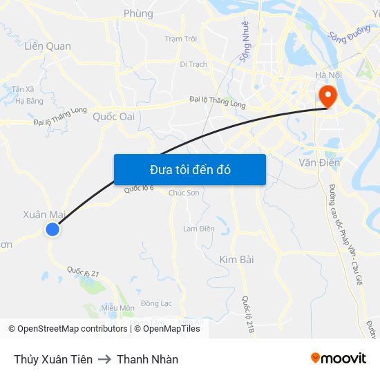 Thủy Xuân Tiên to Thanh Nhàn map