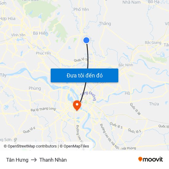 Tân Hưng to Thanh Nhàn map