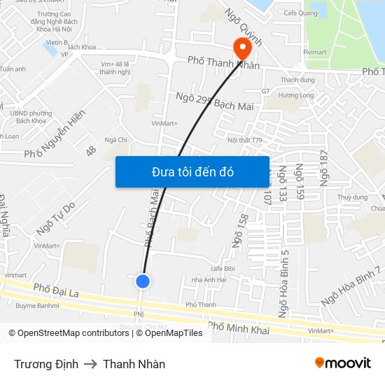 Trương Định to Thanh Nhàn map