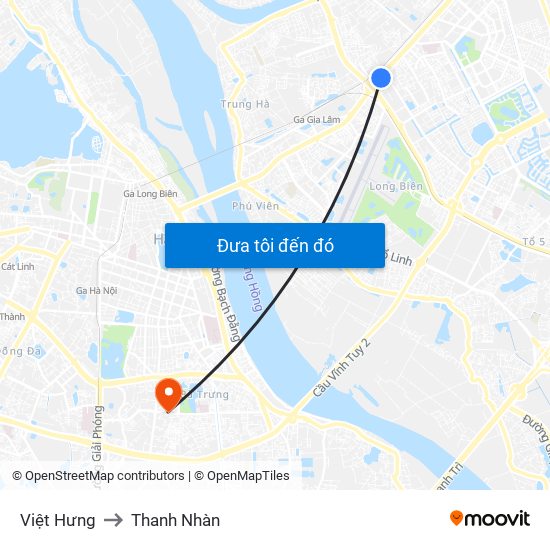 Việt Hưng to Thanh Nhàn map