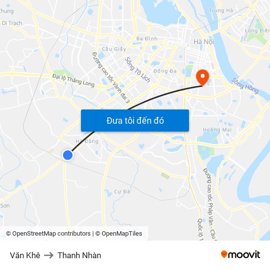 Văn Khê to Thanh Nhàn map