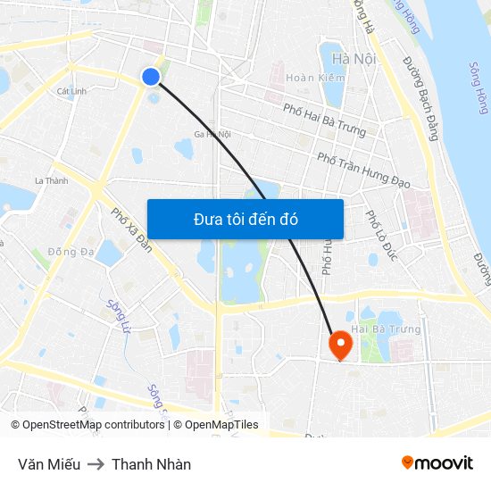 Văn Miếu to Thanh Nhàn map