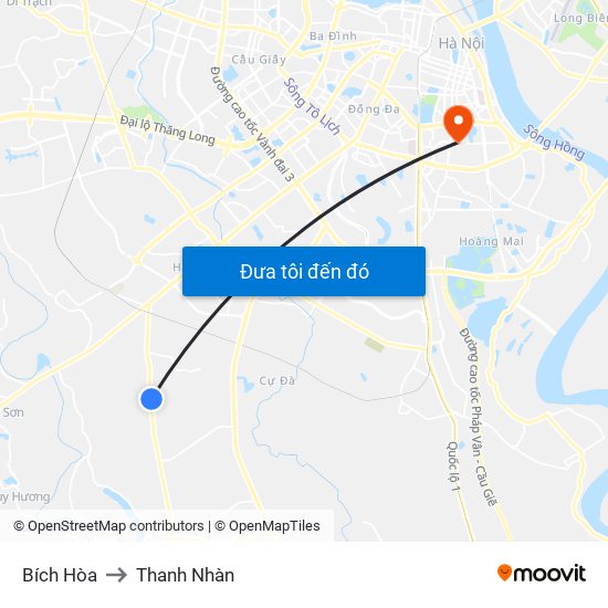 Bích Hòa to Thanh Nhàn map