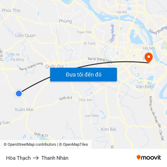 Hòa Thạch to Thanh Nhàn map