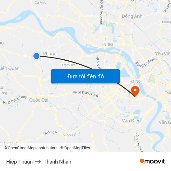 Hiệp Thuận to Thanh Nhàn map