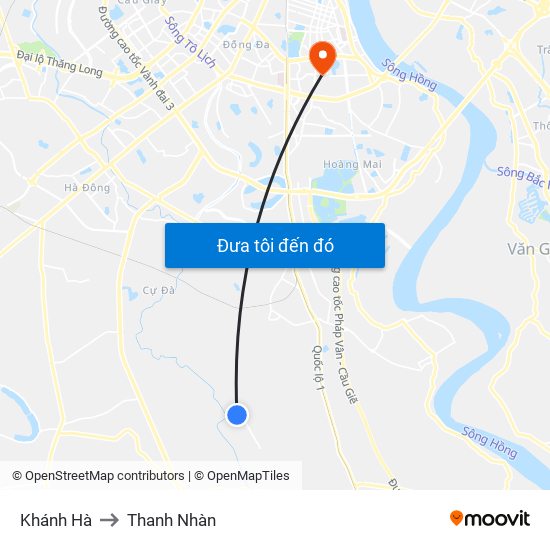 Khánh Hà to Thanh Nhàn map