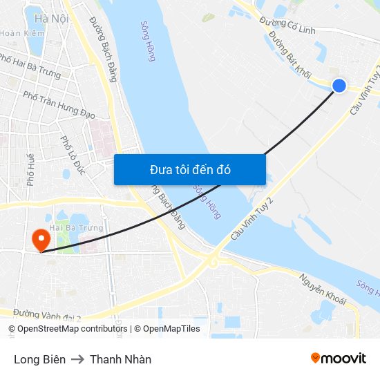 Long Biên to Thanh Nhàn map