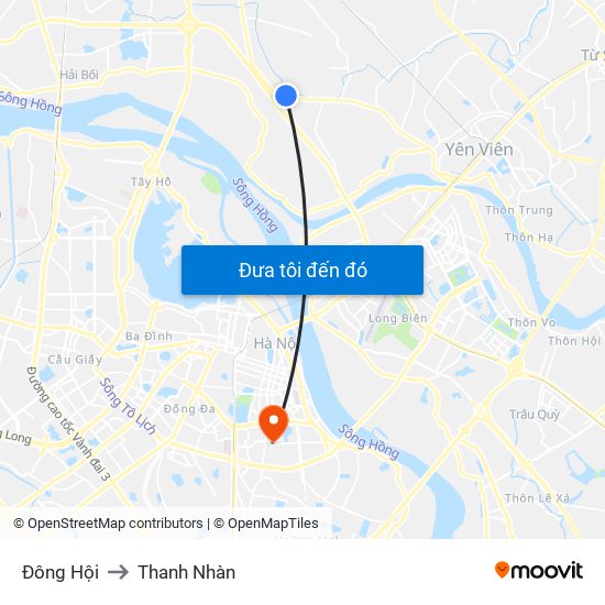 Đông Hội to Thanh Nhàn map