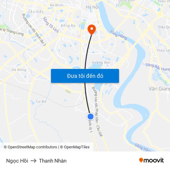 Ngọc Hồi to Thanh Nhàn map