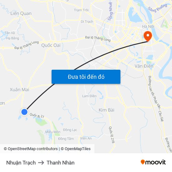 Nhuận Trạch to Thanh Nhàn map